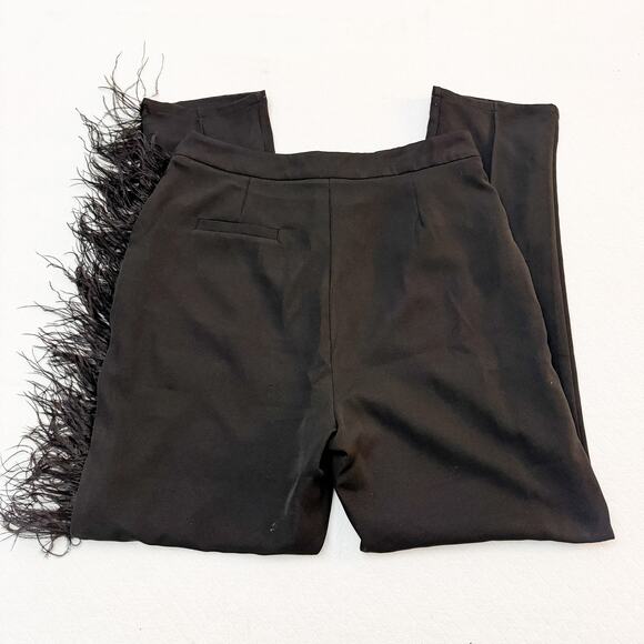 Club L London Black Count Me In Feather Trousers Pant Size 6 - Picture 5 of 9